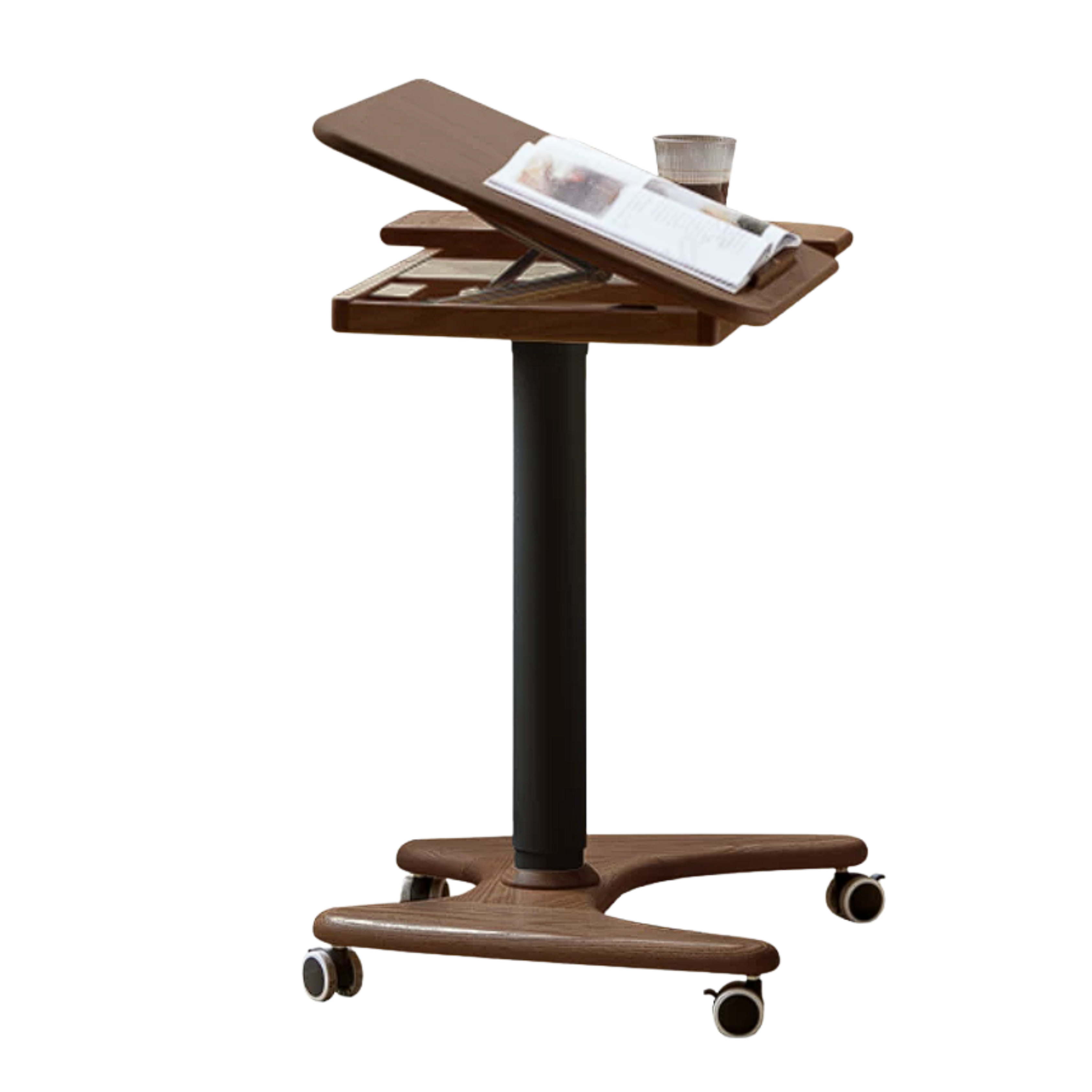 Oak, Ash Solid Wood Standing Desk Lifting Movable Side Table
