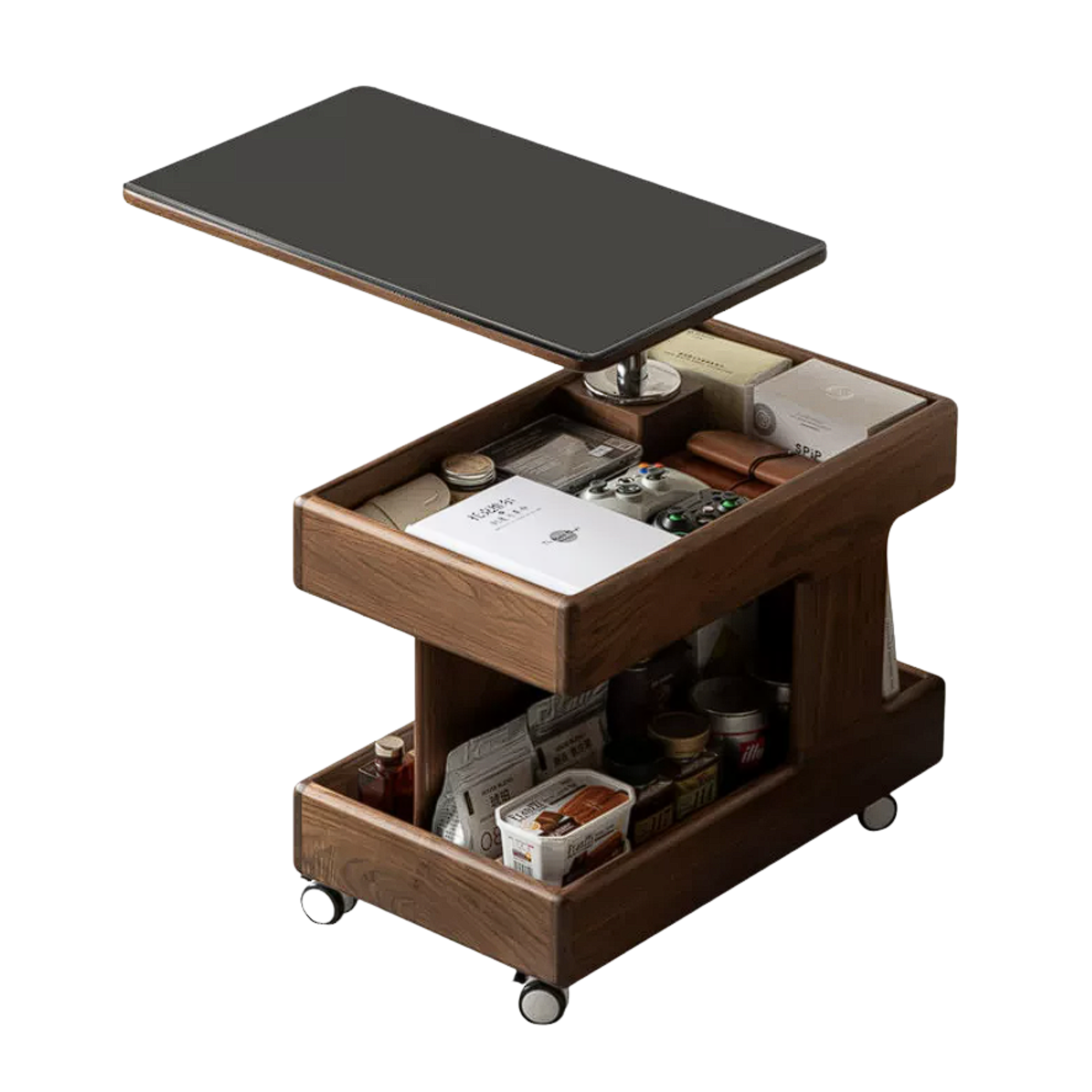Black Walnut, Sandalwood, Oak, Ash Solid Wood Adjustable Rotating Side Table