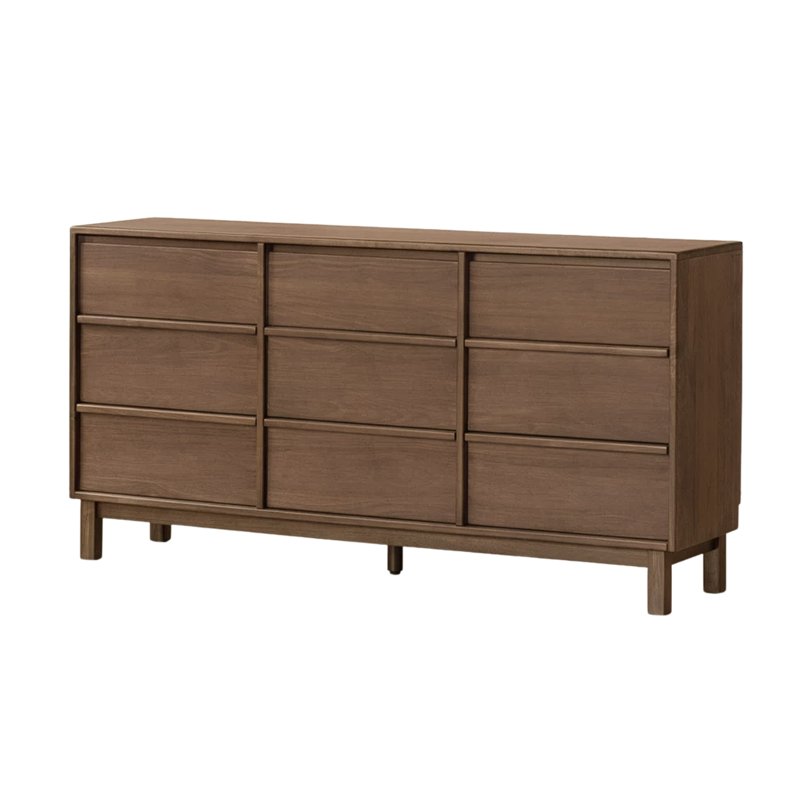 Black Walnut, Sandalwood, Oak Solid Wood Skeleton Line Chest of Drawers