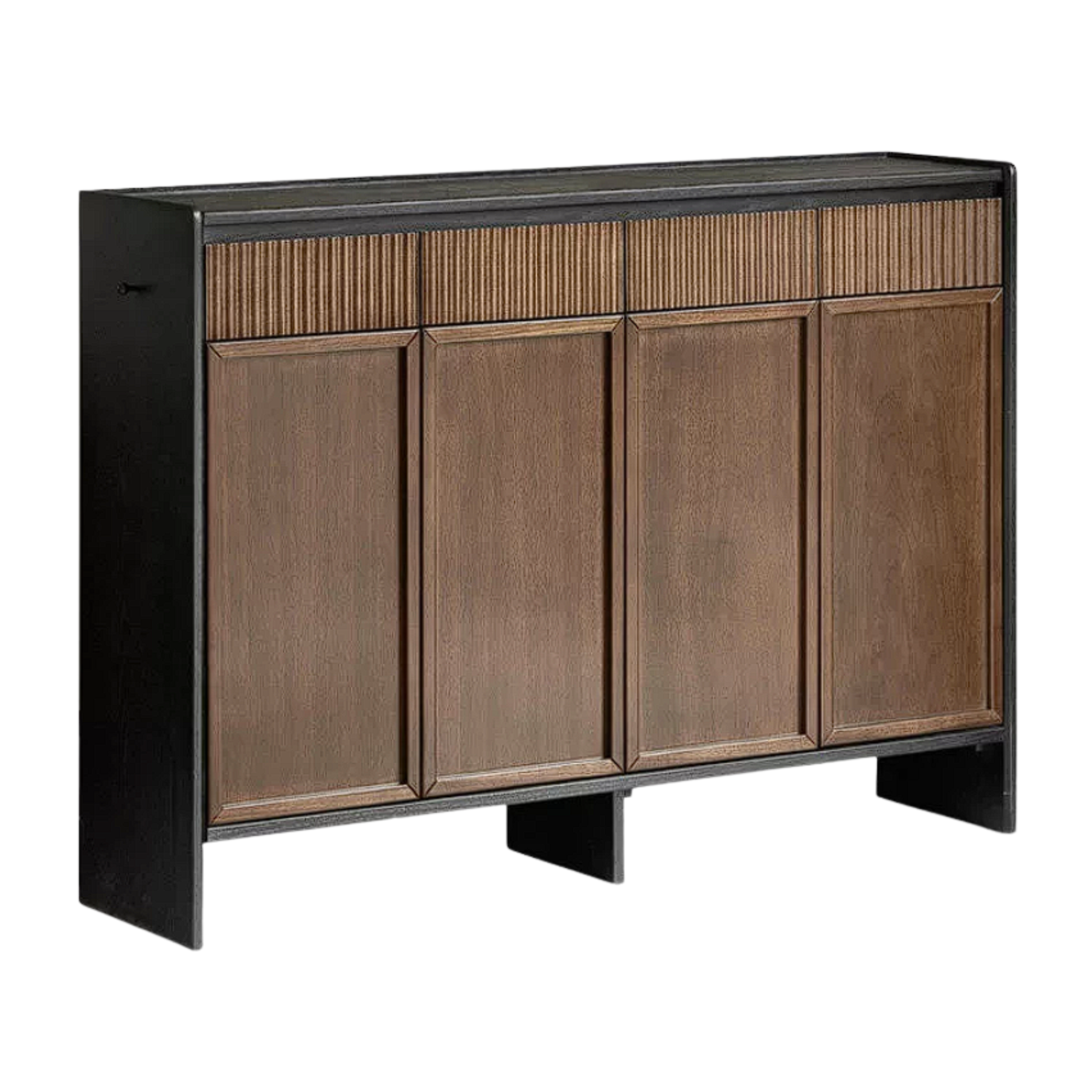 Oak Solid Wood Shoe Cabinet with Elegant Entrance Hall Style