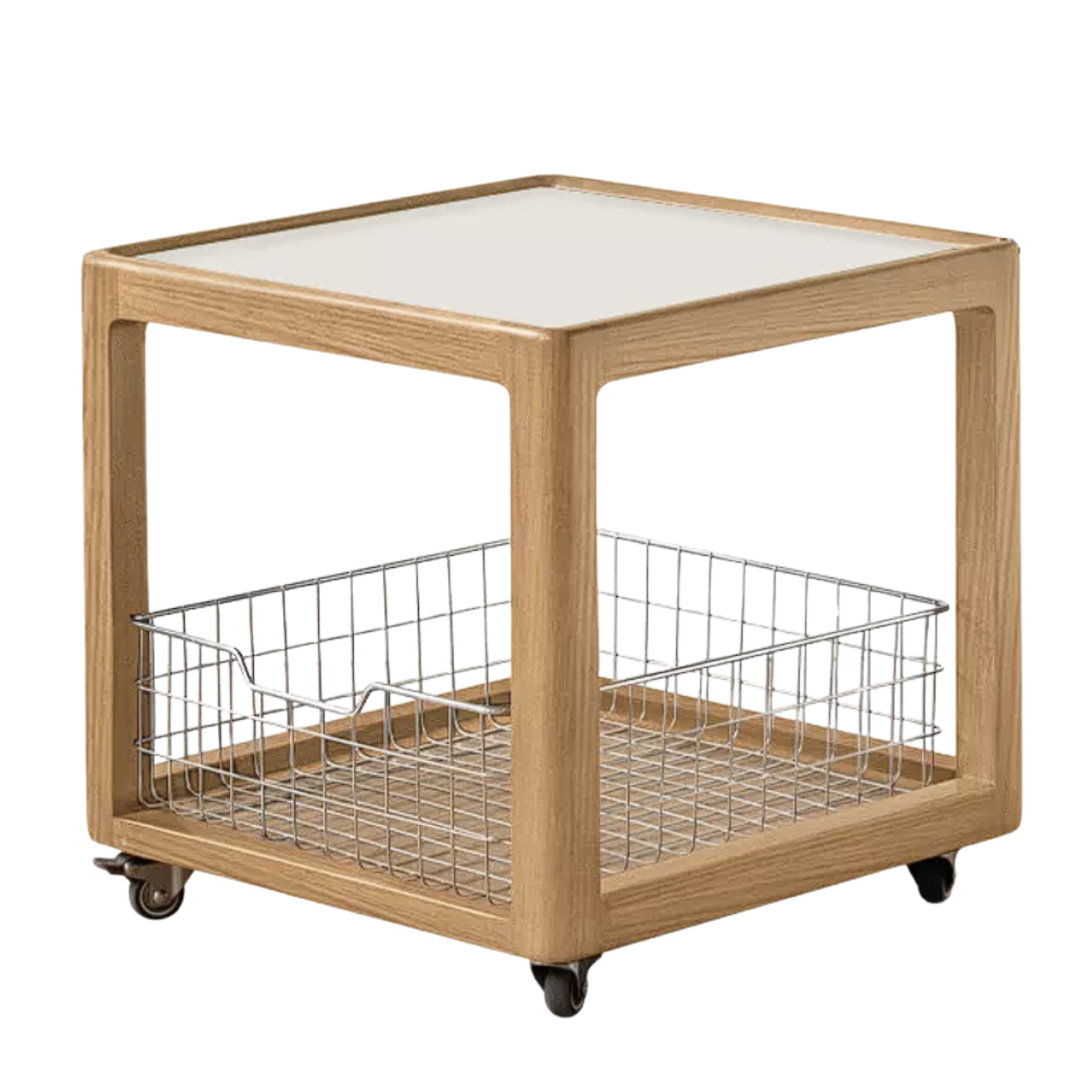 Poplar Solid Wood Movable Vintage Slab Side Table