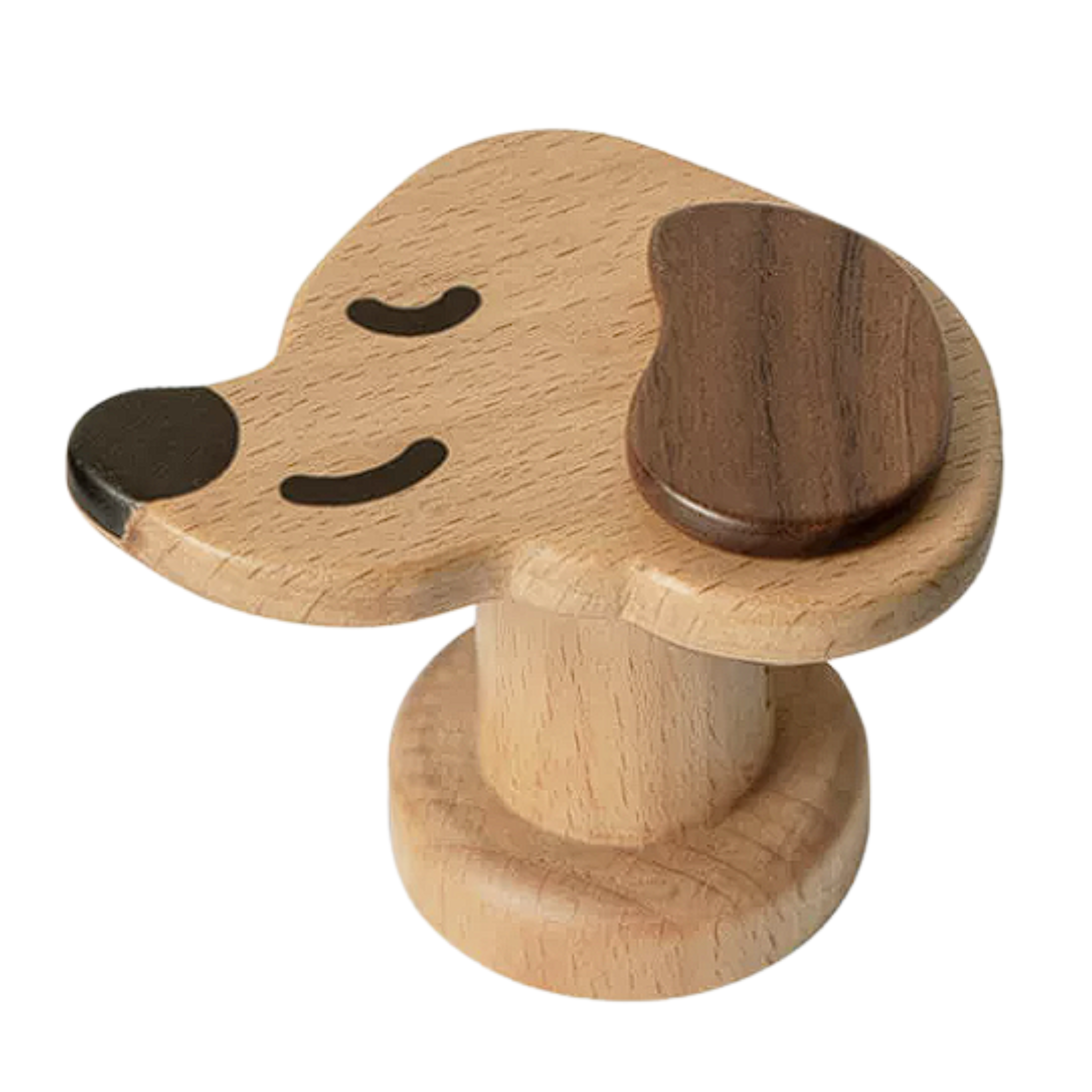 Beech, Black Walnut Solid Wood Puppy-Shaped Wall Hook with Cute Cartoon Design