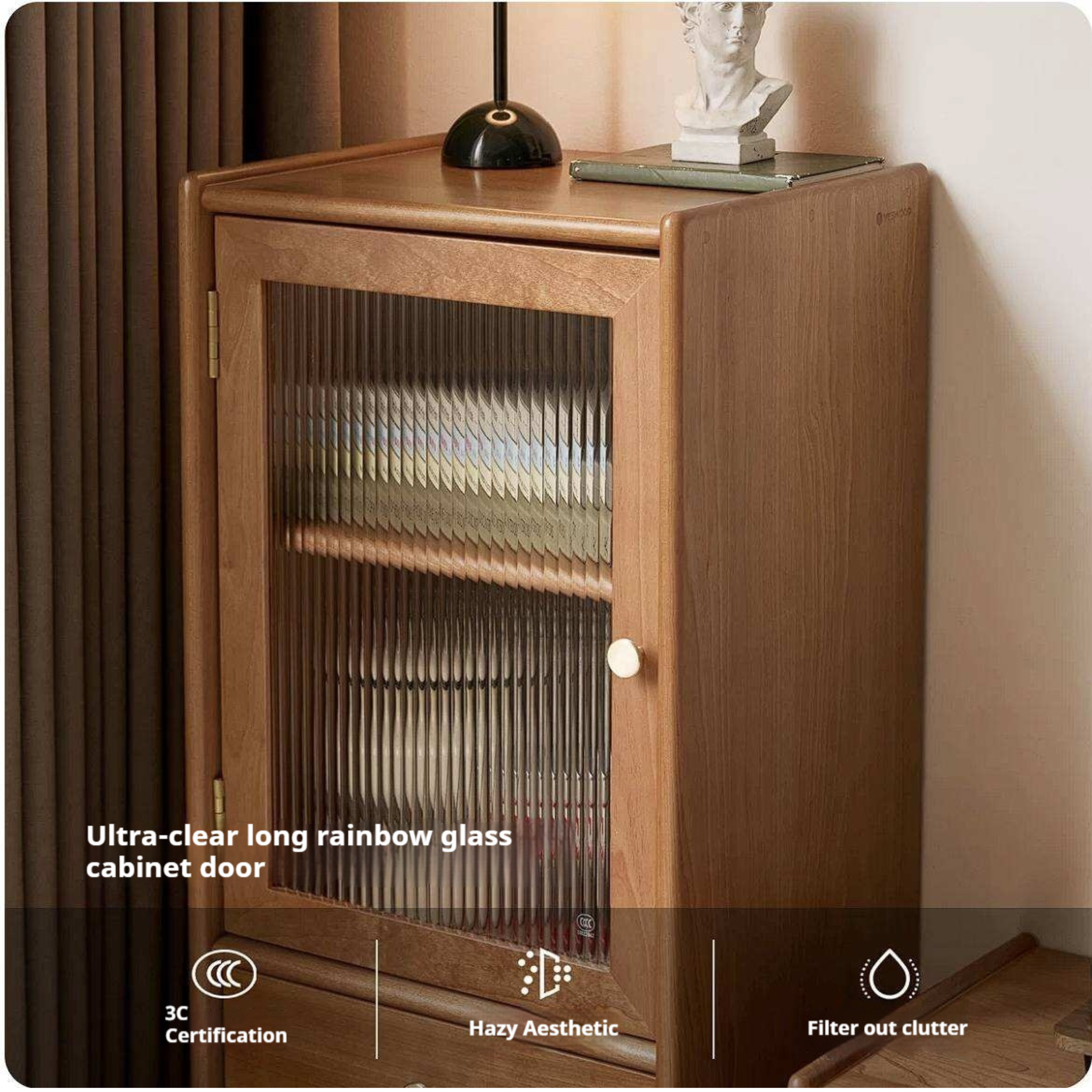 Cherry, Birch  Solid Wood Japanese Retro Side Cabinet