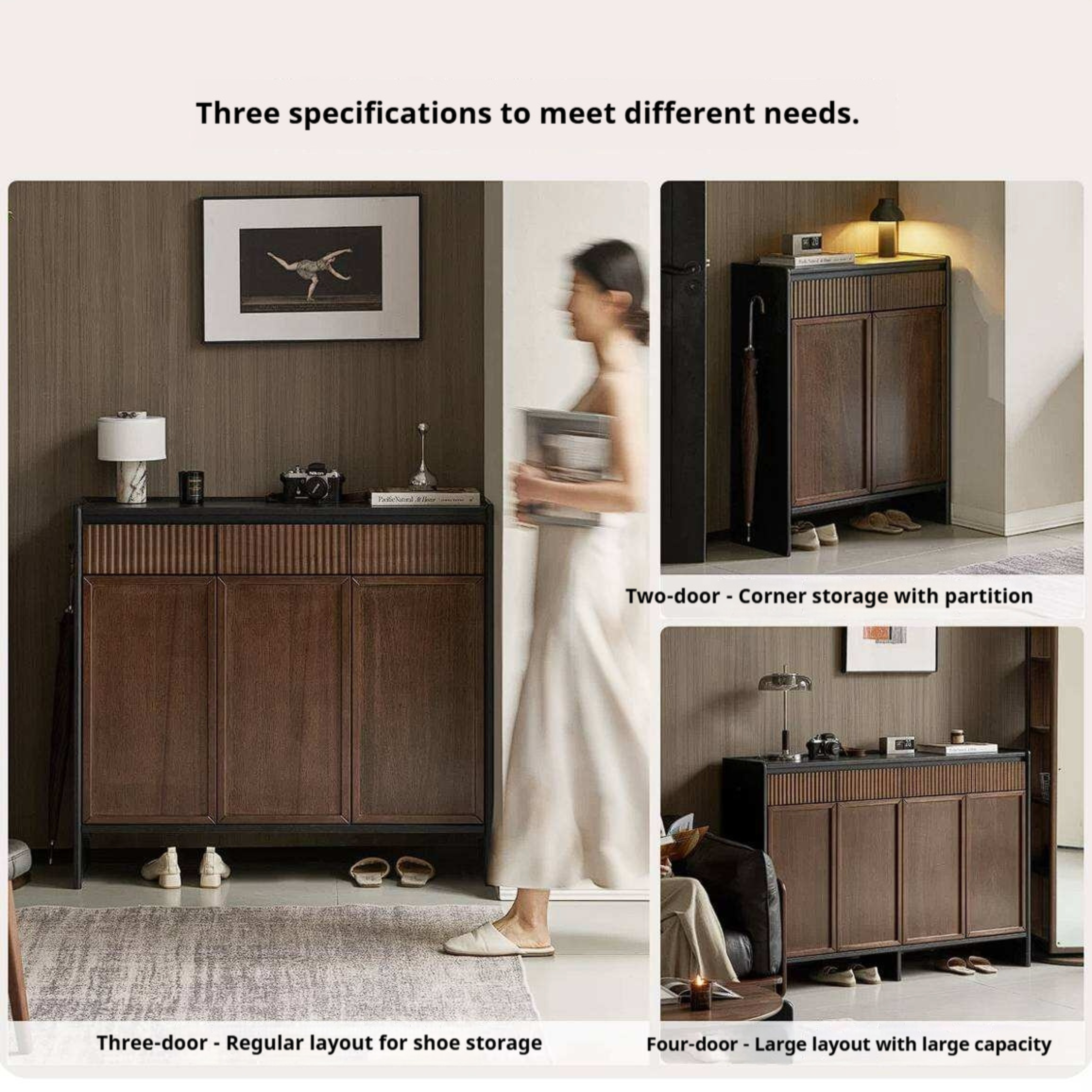 Oak Solid Wood Shoe Cabinet with Elegant Entrance Hall Style