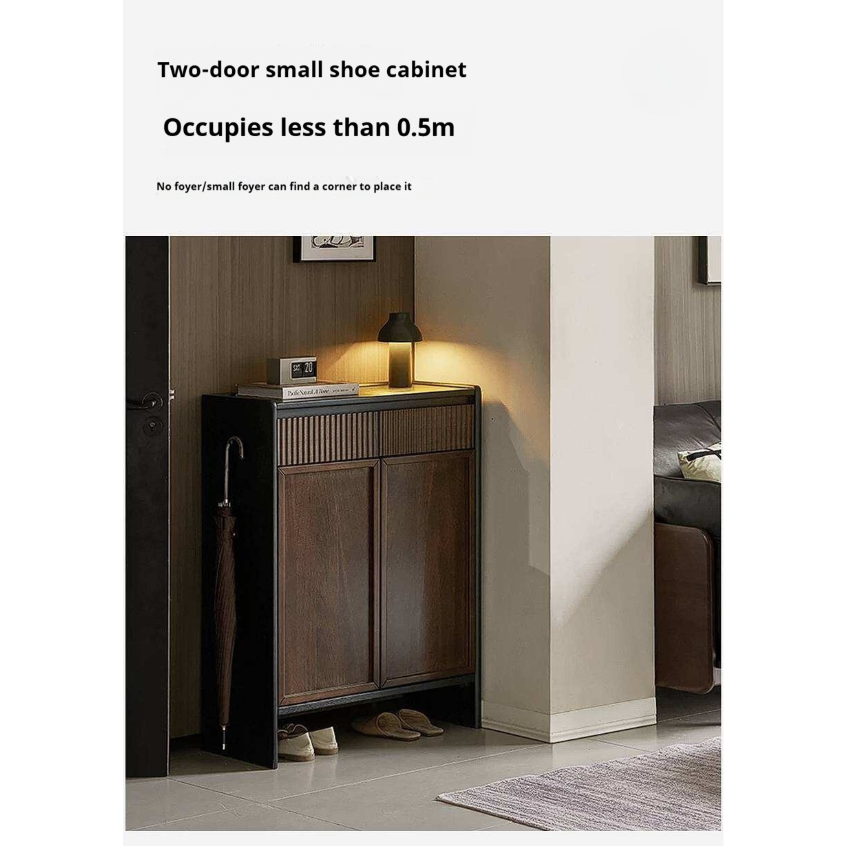 Oak Solid Wood Shoe Cabinet with Elegant Entrance Hall Style