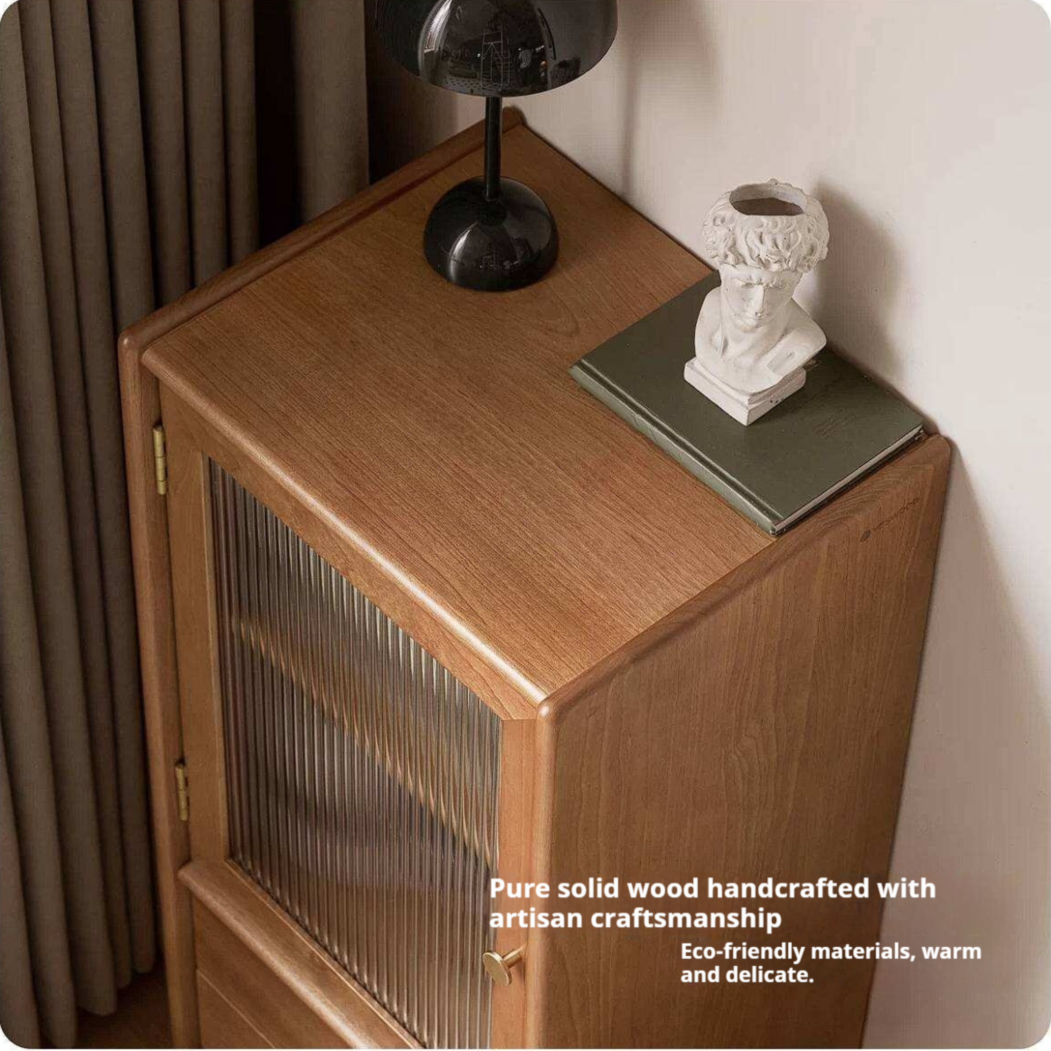 Cherry, Birch  Solid Wood Japanese Retro Side Cabinet