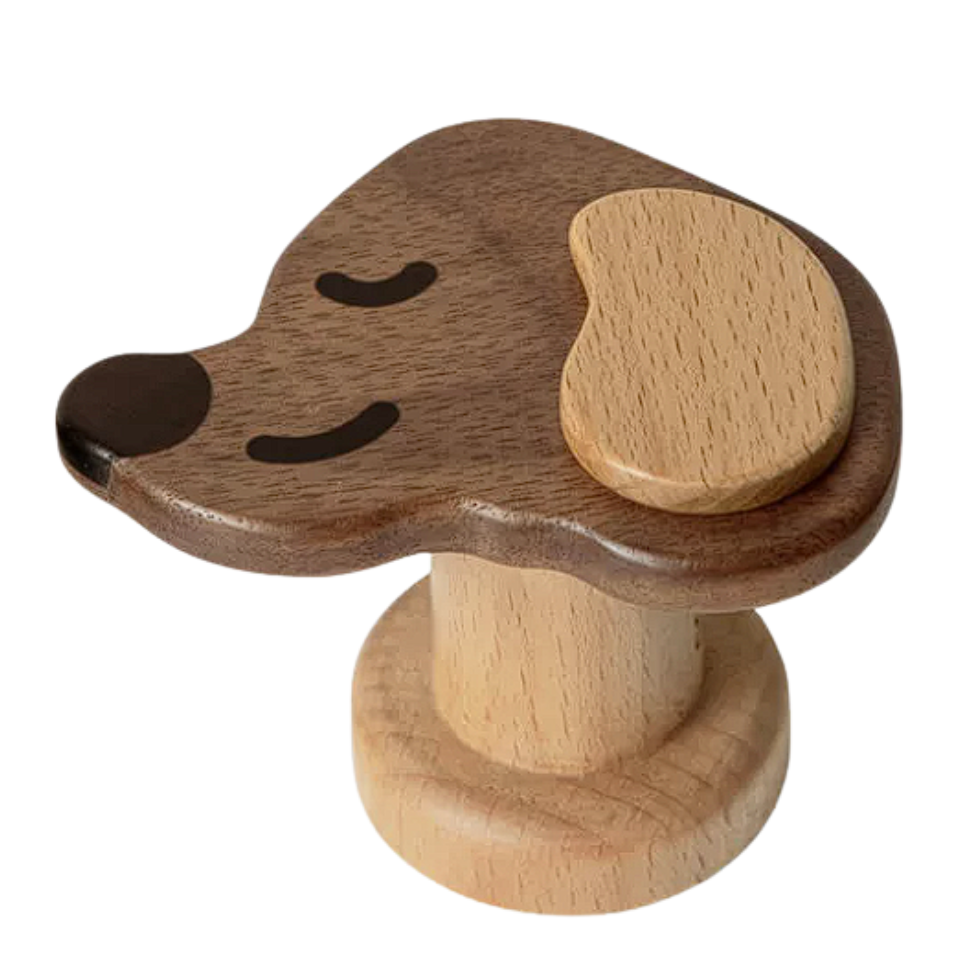 Beech, Black Walnut Solid Wood Puppy-Shaped Wall Hook with Cute Cartoon Design