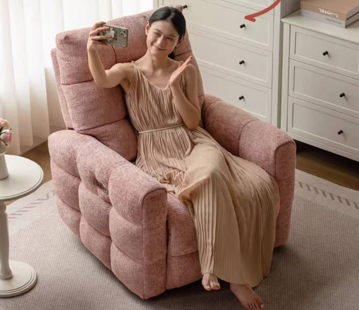 French Modern Recliner Accent Chair in Fabric