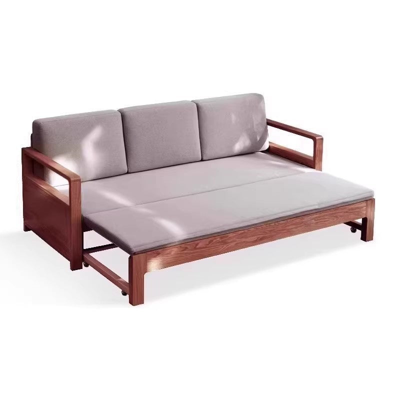 Oak solid wood sofa bed new style foldable storage sofa retractable bed+