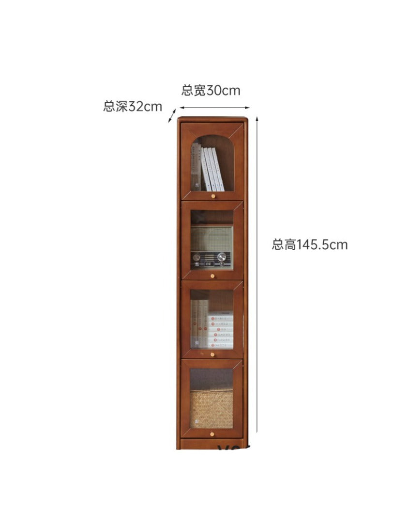 Poplar solid wood French retro glass flip door bookcase