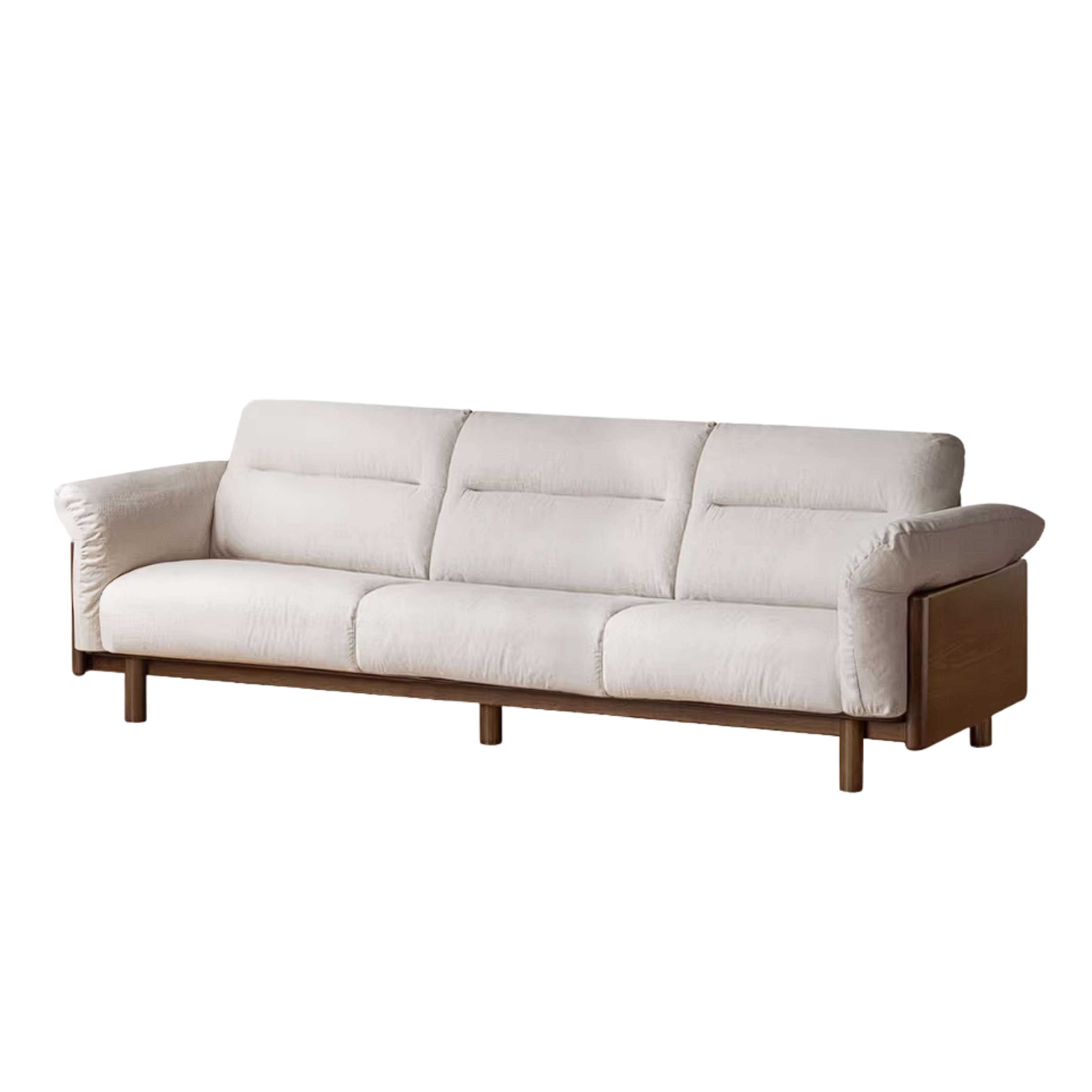 Oak Solid Wood Sofa with Wide Track Arms Genuine leather, fabric, removable and washable
