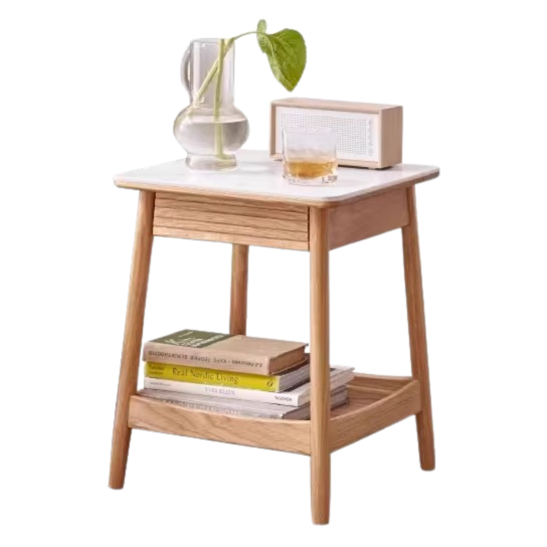 Oak Solid wood side table double-layer