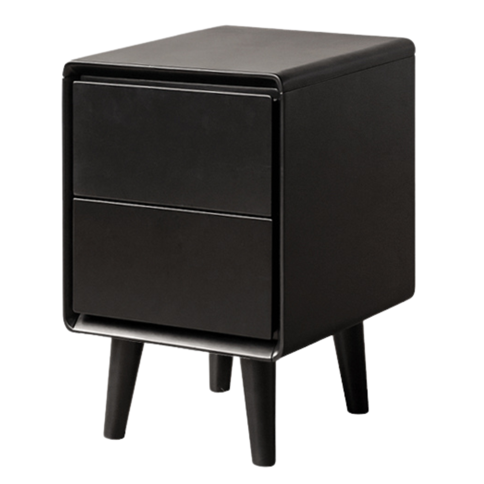 Rubber wood, Poplar Solid Wood Black Nightstand