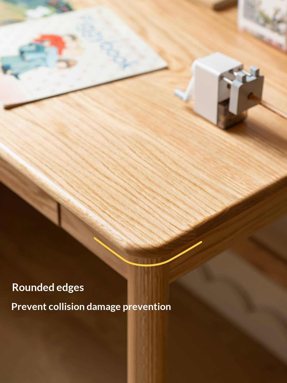 Oak Solid Wood Lifting Study Table Narrow Kids Desk