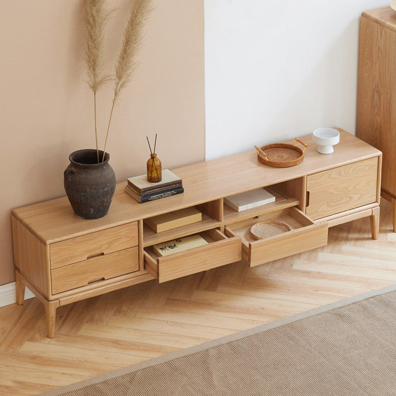 Ash solid wood floor TV cabinet-