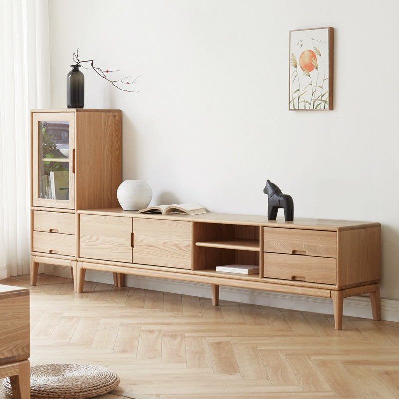 Ash solid wood simple floor TV cabinet-