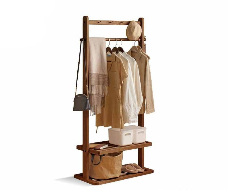 Oak solid wood clothes rack hanger"