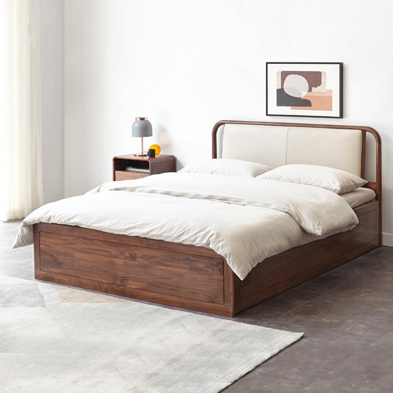 Ash solid wood box leather bed<