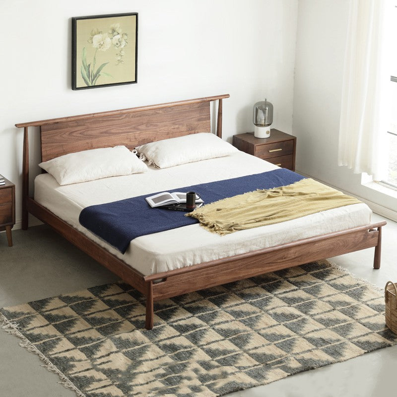 North American black walnut solid wood light luxury bed<