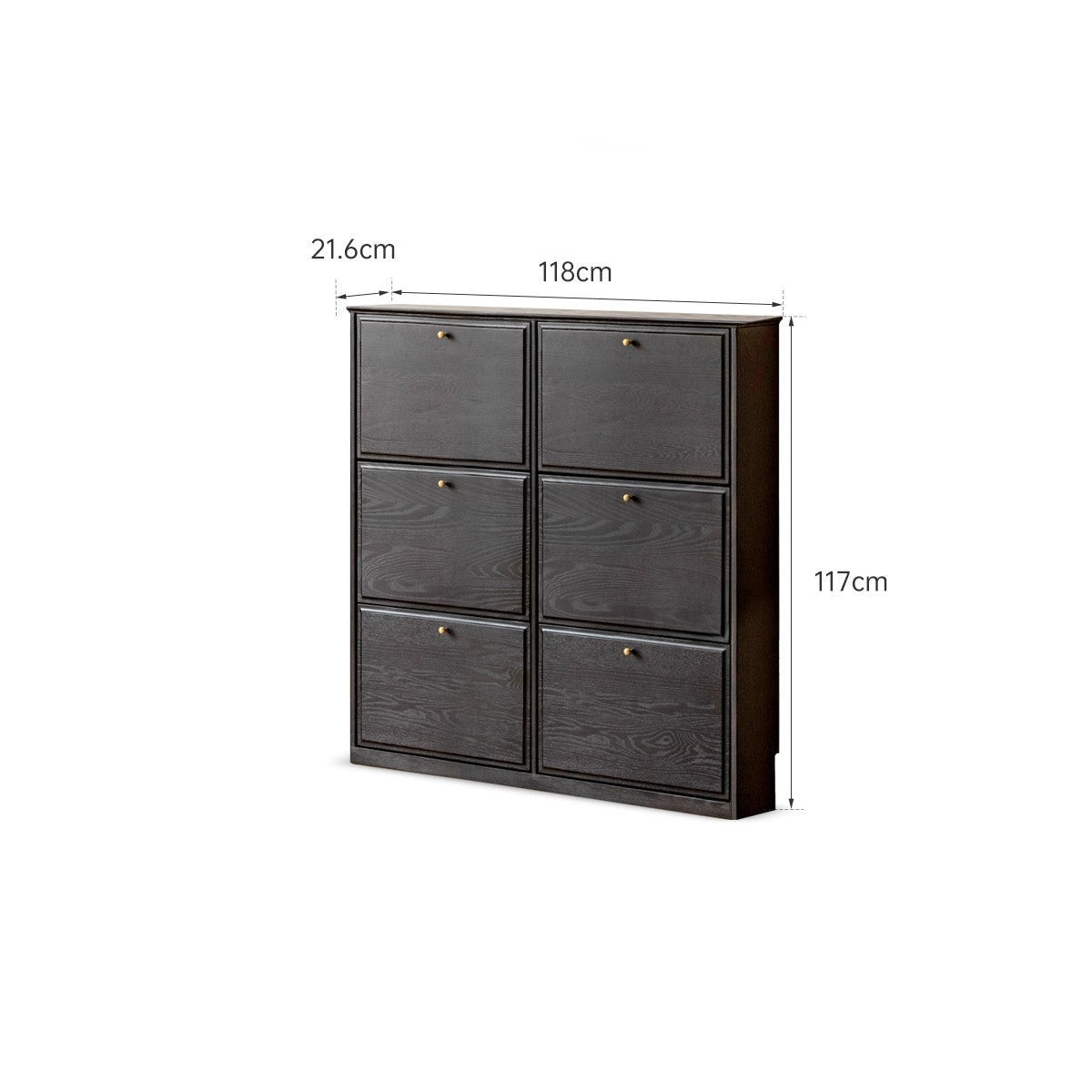 Oak solid wood American retro black narrow shoe cabinet door entrance cabinet -