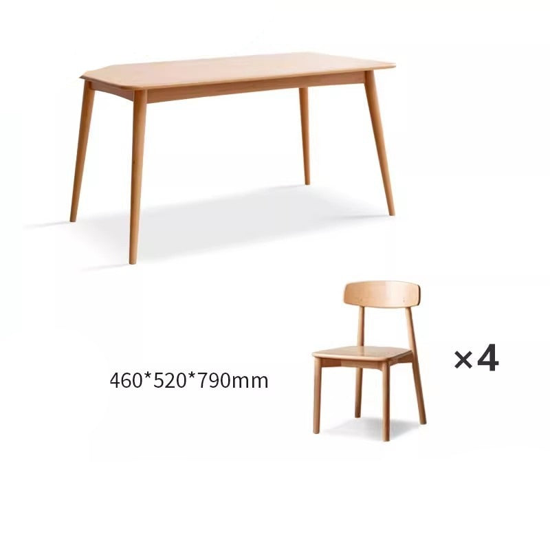 Beech solid wood dining table and chairs modern "