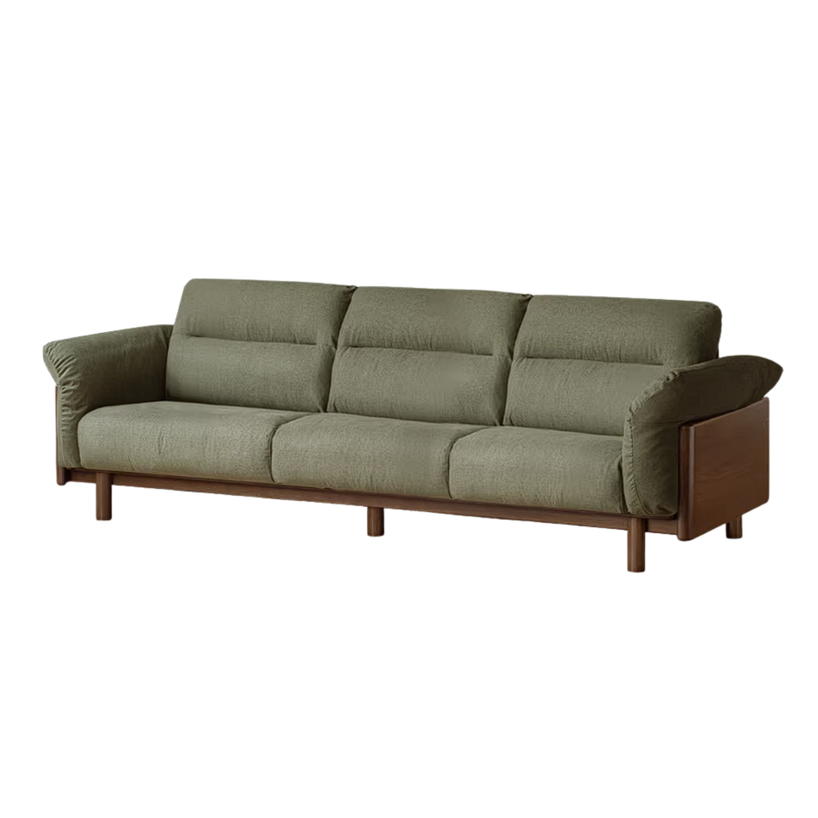Oak Solid Wood Sofa with Wide Track Arms Genuine leather, fabric, removable and washable