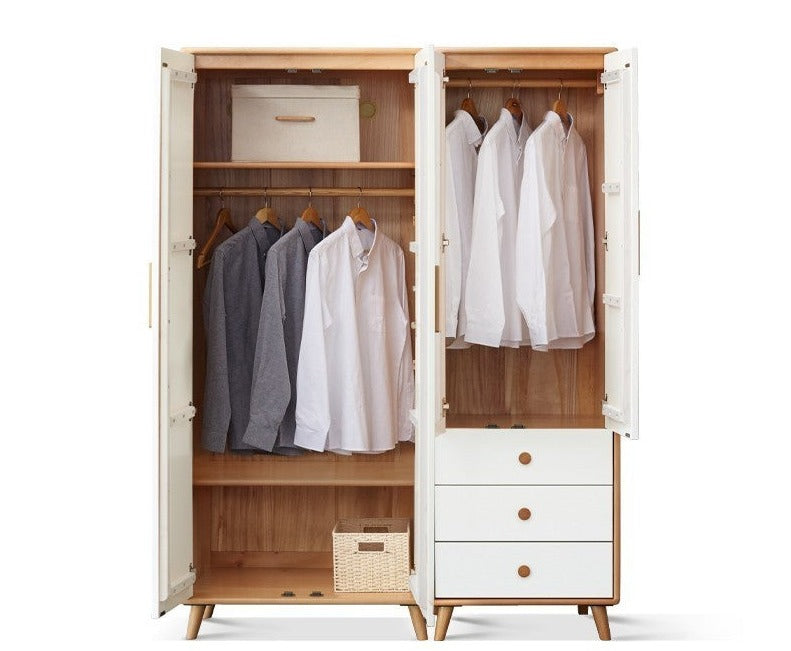 Beech solid wood wardrobe combination-