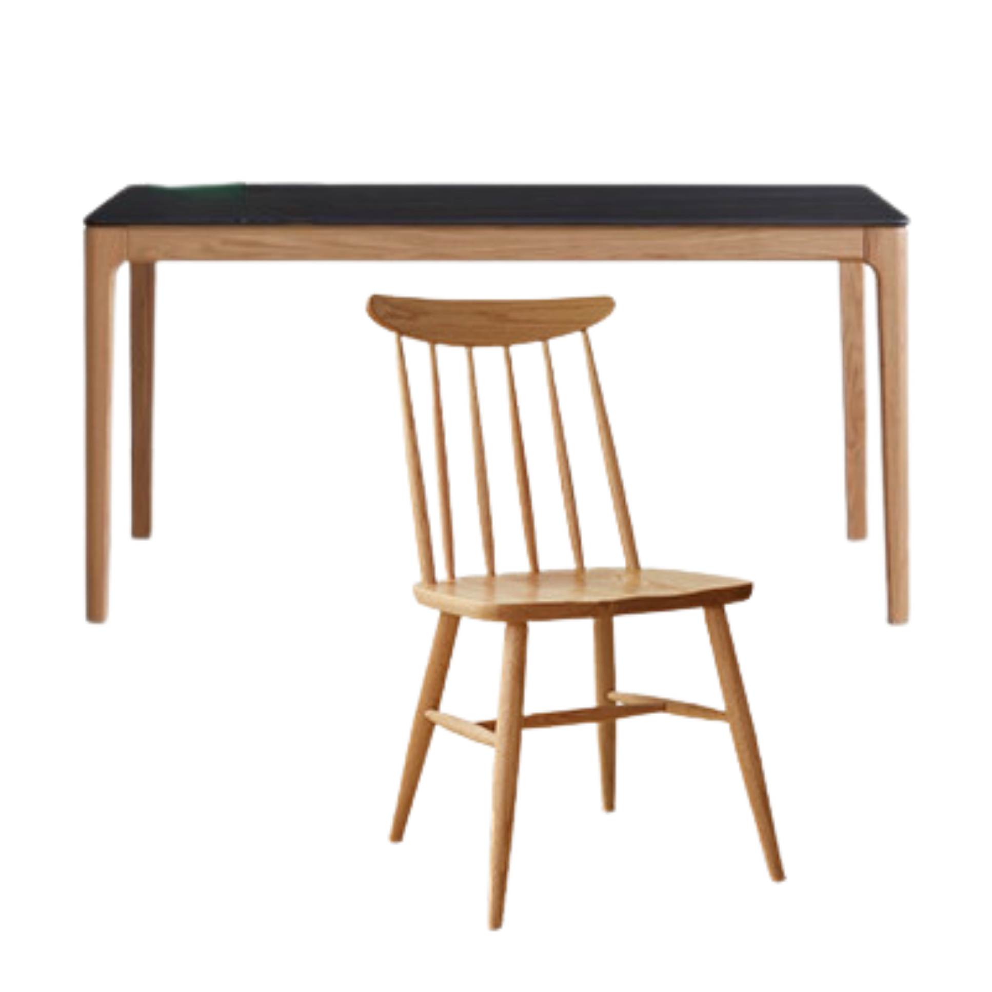 Oak, Ash Solid Wood Dining Table With Rock Slab Surface
