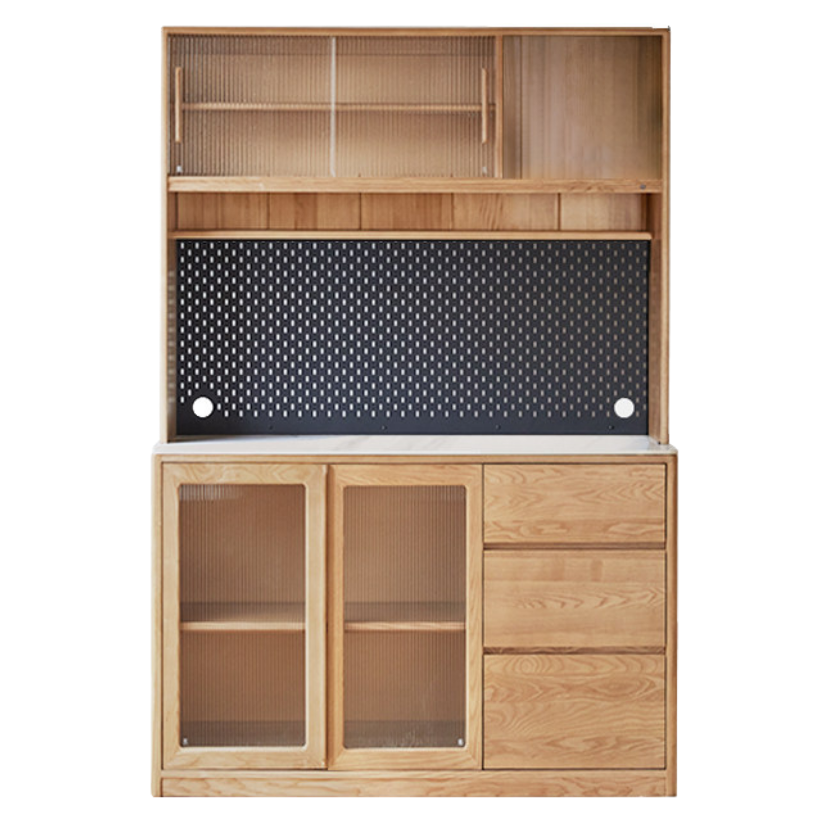 Ash Solid Wood White Wax Rock Plate Sideboard