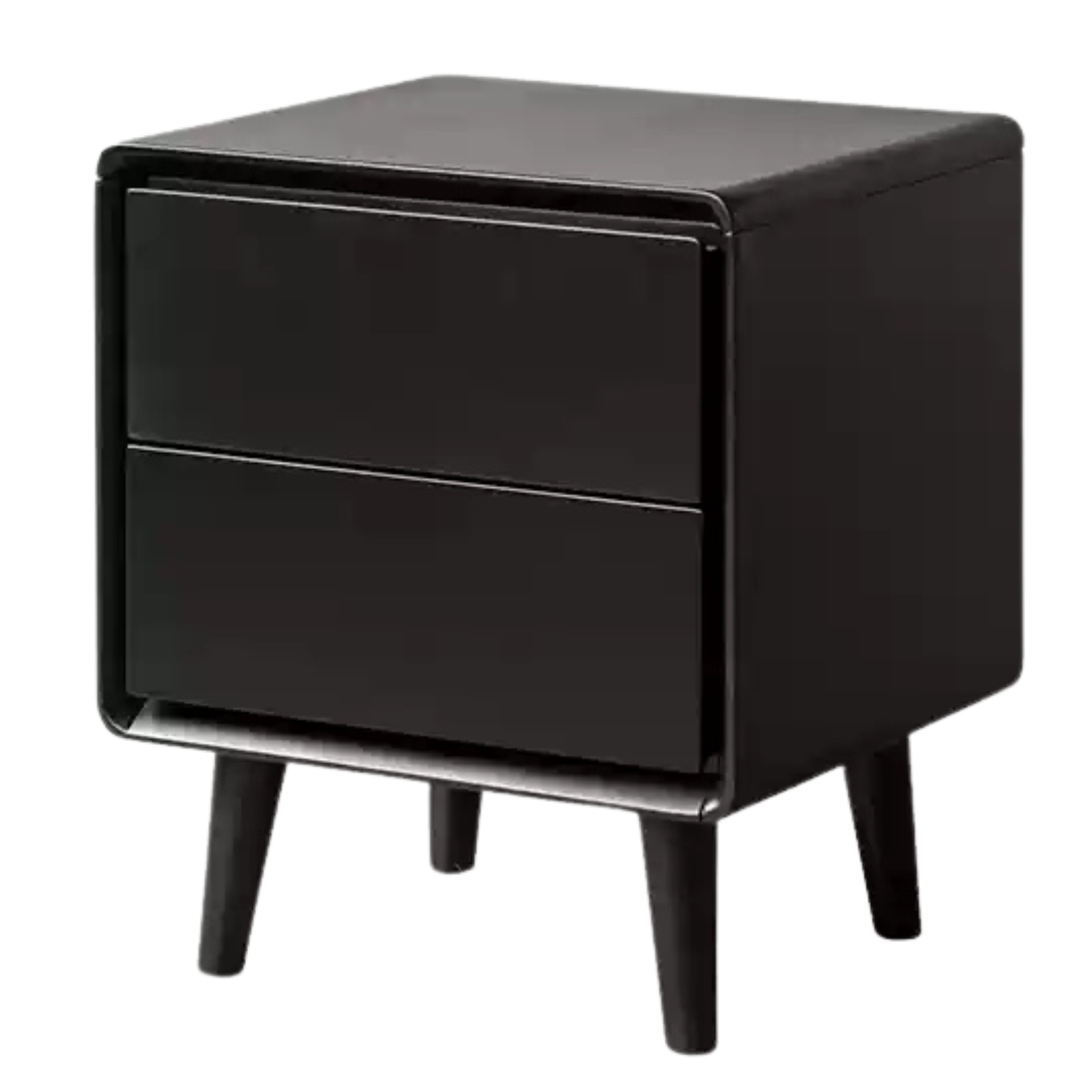 Rubber wood, Poplar Solid Wood Black Nightstand