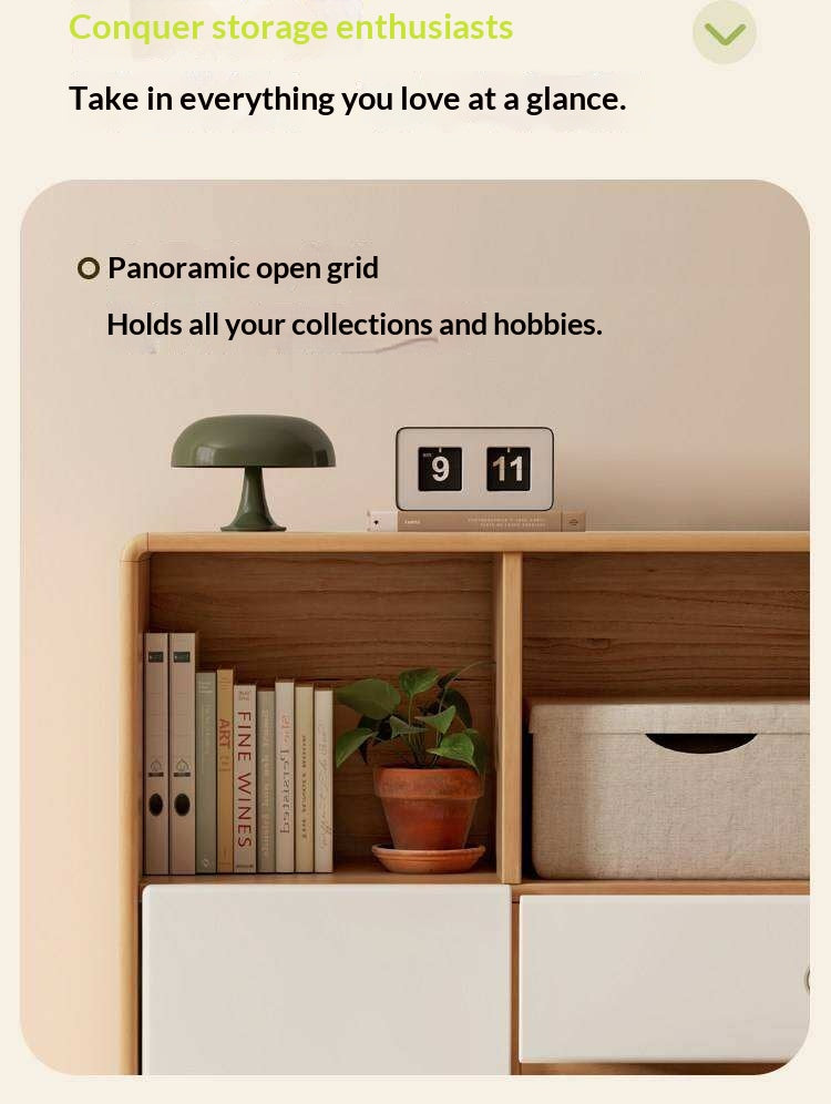 Solid Rubberwood Cream Style Modular Bookcase Cabinet