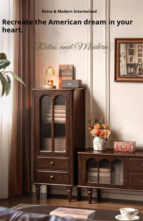 Poplar Solid Wood American Retro Side Cabinet