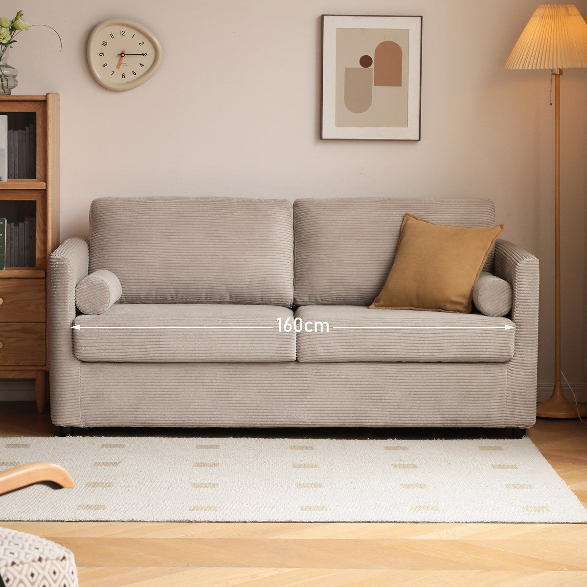 Fabric modern straight double seat sofa