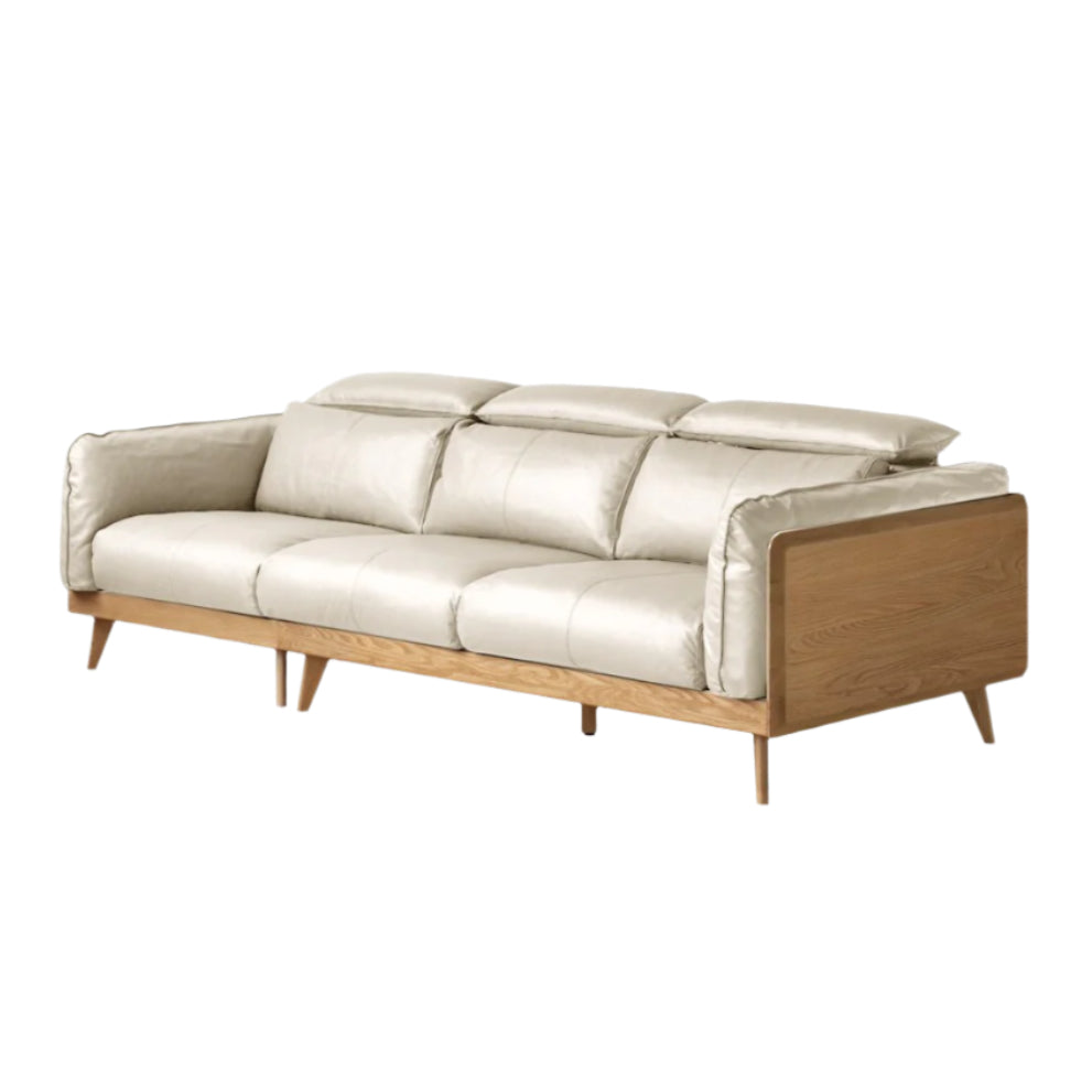 Oak Solid Wood Modern Straight Row Down Sofa