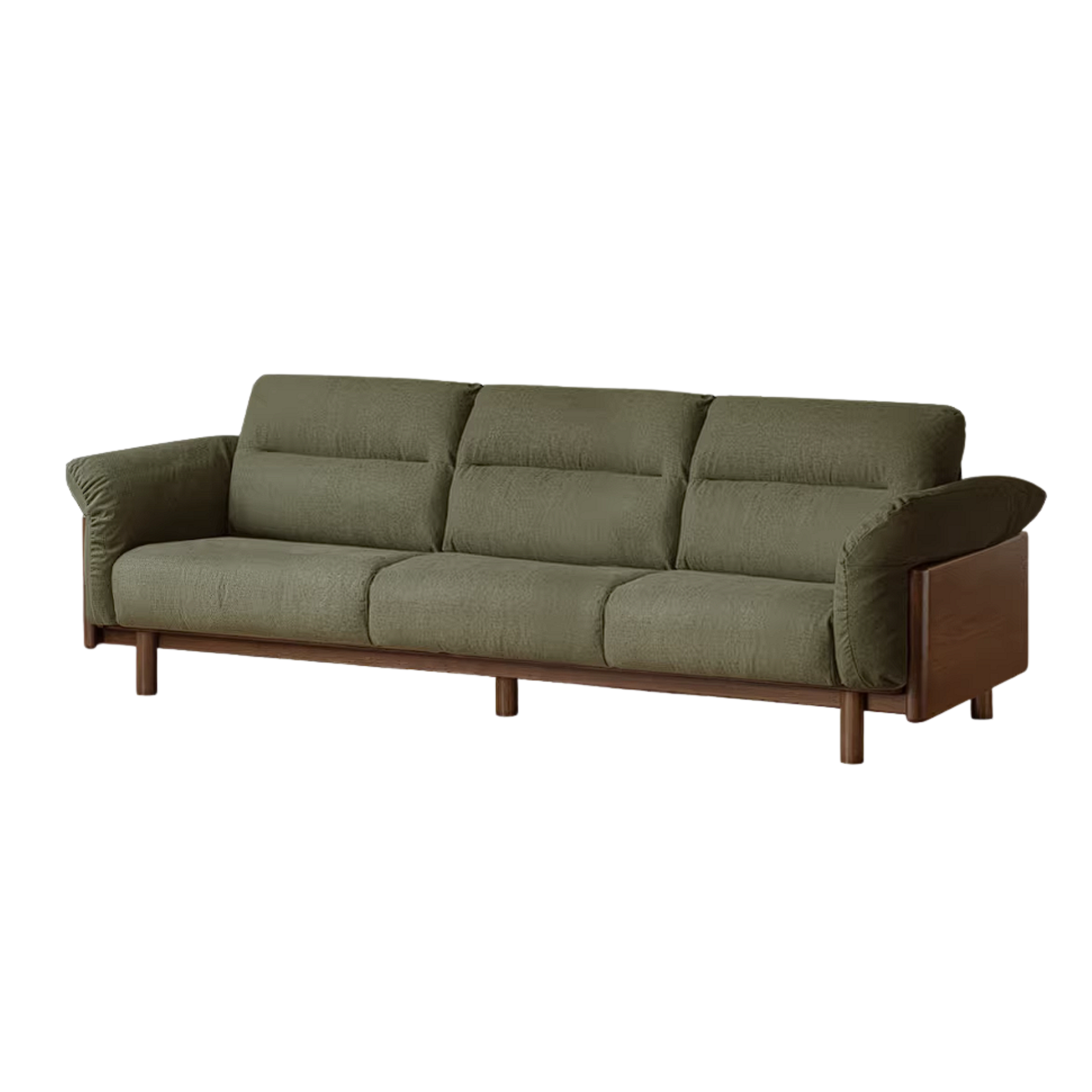 Oak Solid Wood Sofa with Wide Track Arms Genuine leather, fabric, removable and washable