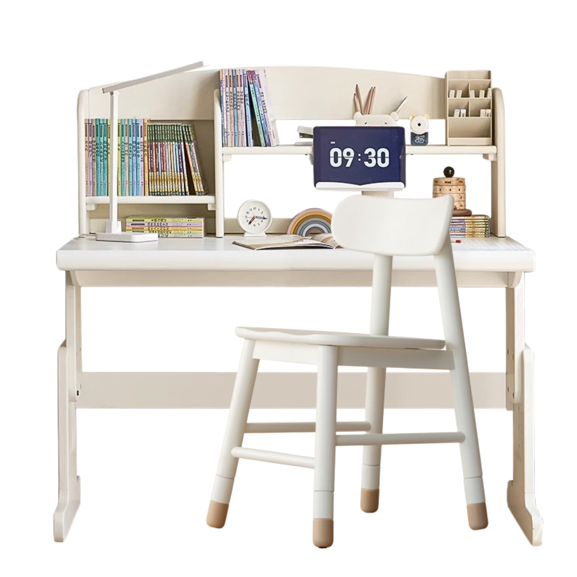 Beech Solid wood lift study desk  adjustable white children's desk