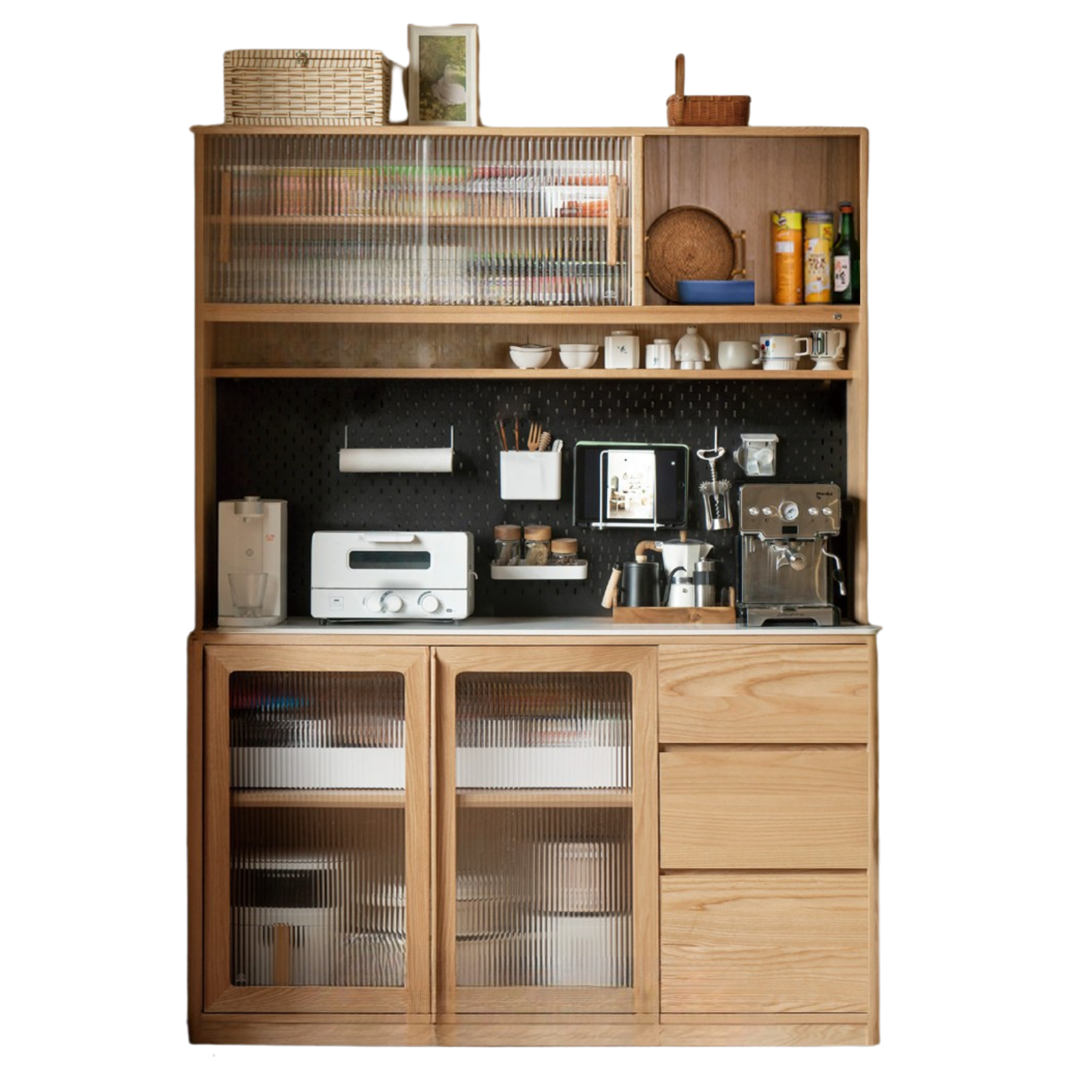 Ash Solid Wood White Wax Rock Plate Sideboard
