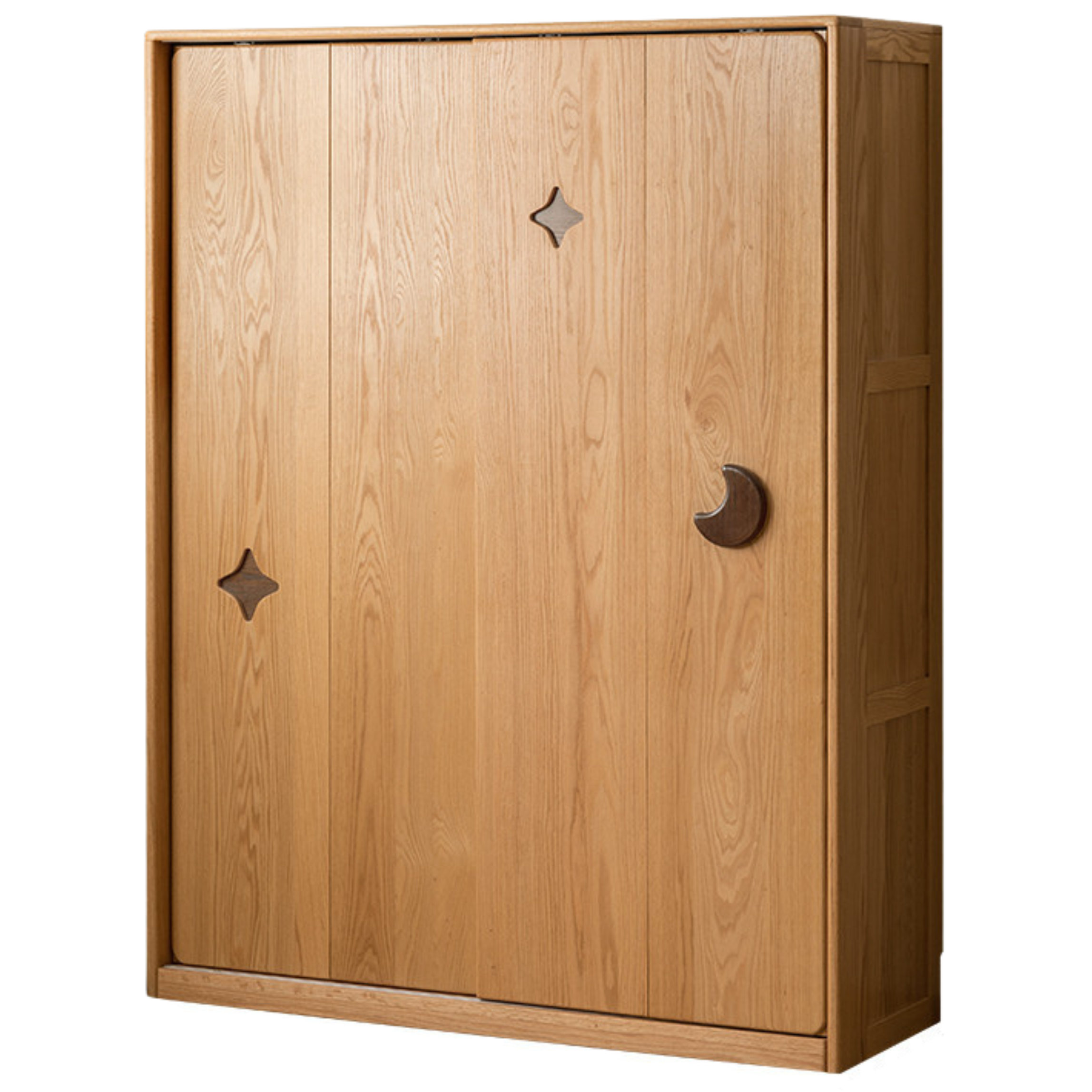 Oak Solid Wood Children's Sliding Door Wardrobe: