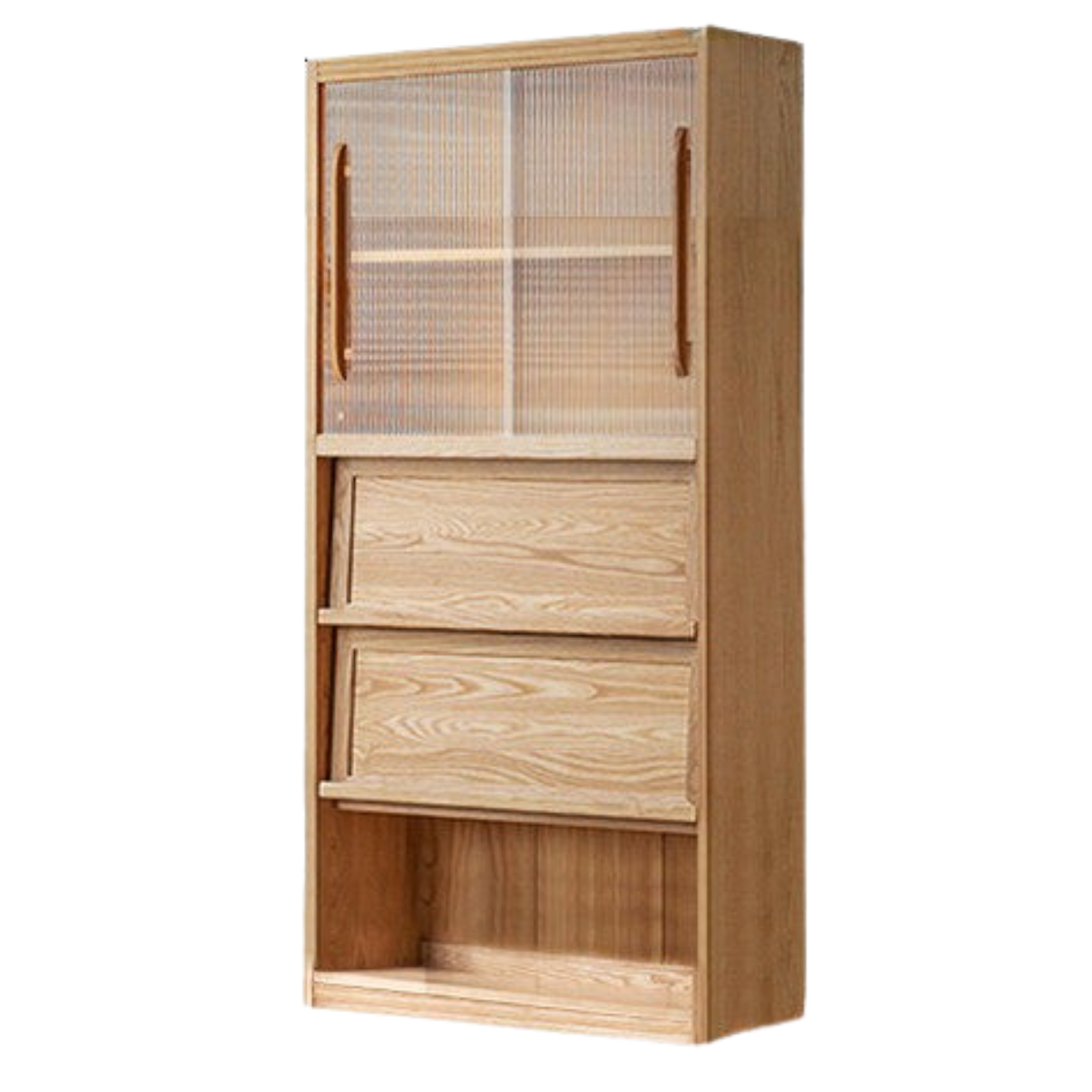 Ash, Oak Solid Wood Modern Combination Bookcase Integrated Card Seat