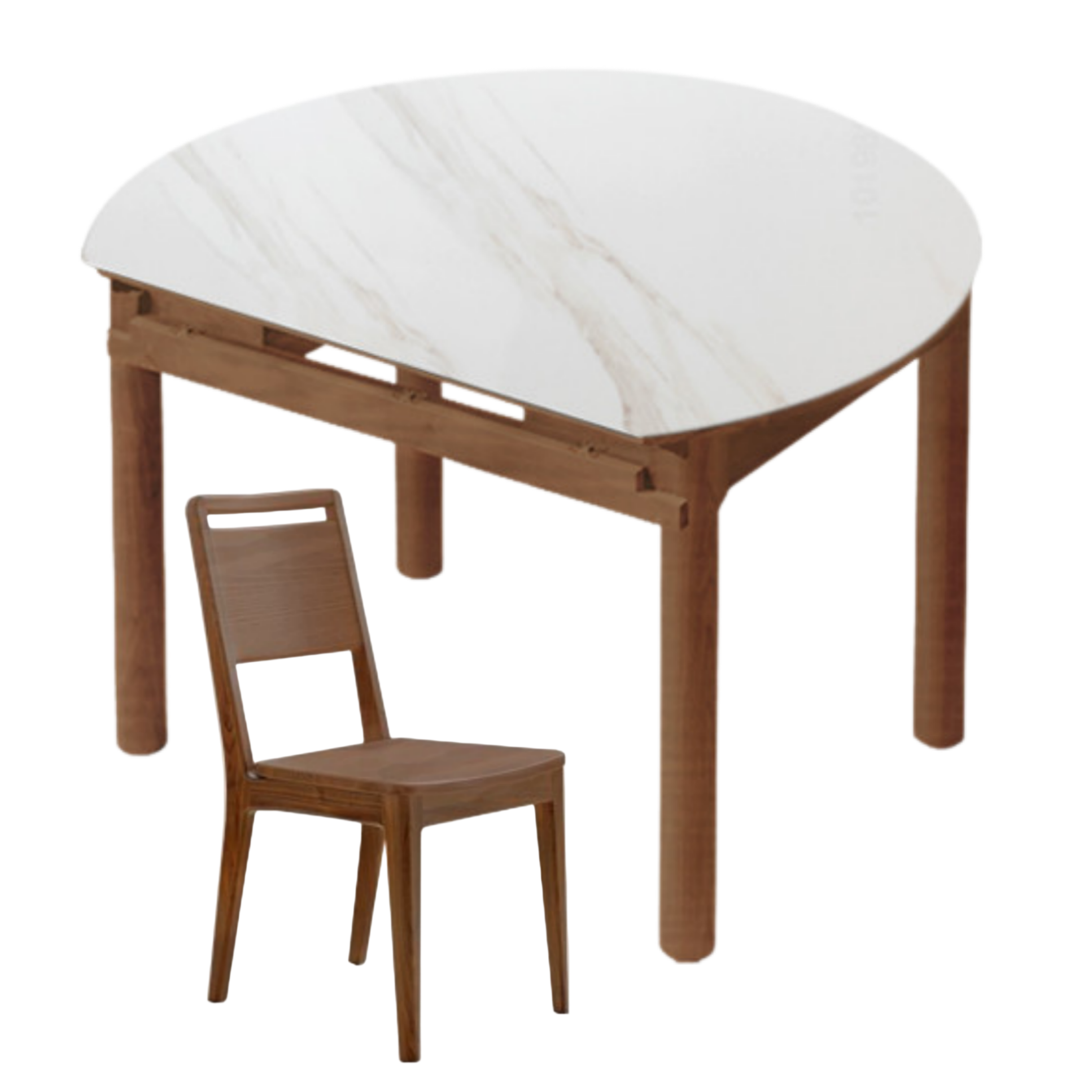 Black Walnut, Ash, Oak Solid Wood Rock Plate Folding Dining Table