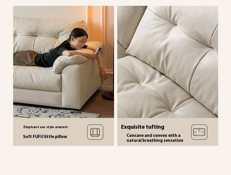 Genuine Top Grain Leather Sofa French Style “Cloud” Sofa