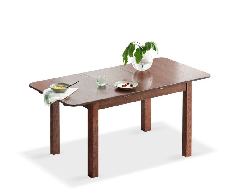Oak solid wood telescopic folding dining table"