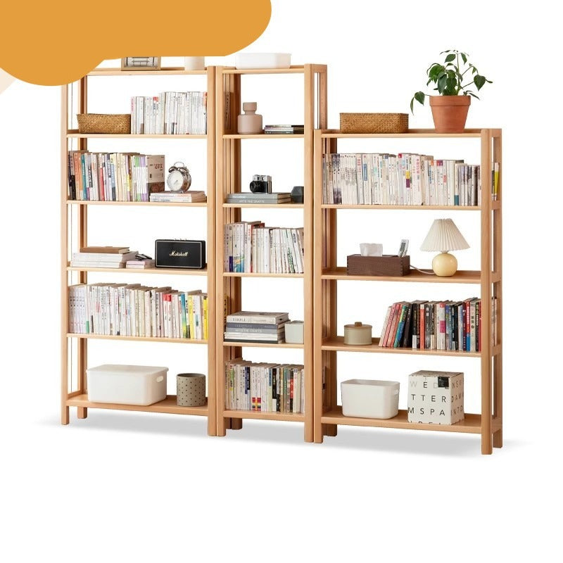 Beech solid wood bookshelf, storage rack -
