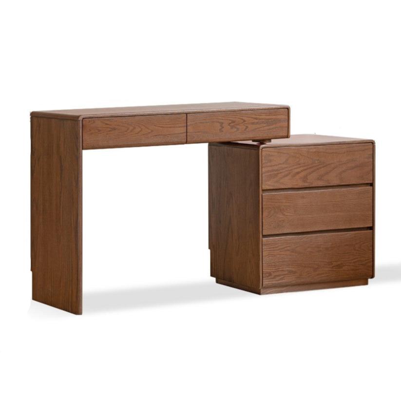 Oak Solid Wood Retro Style Retractable Dressing Table