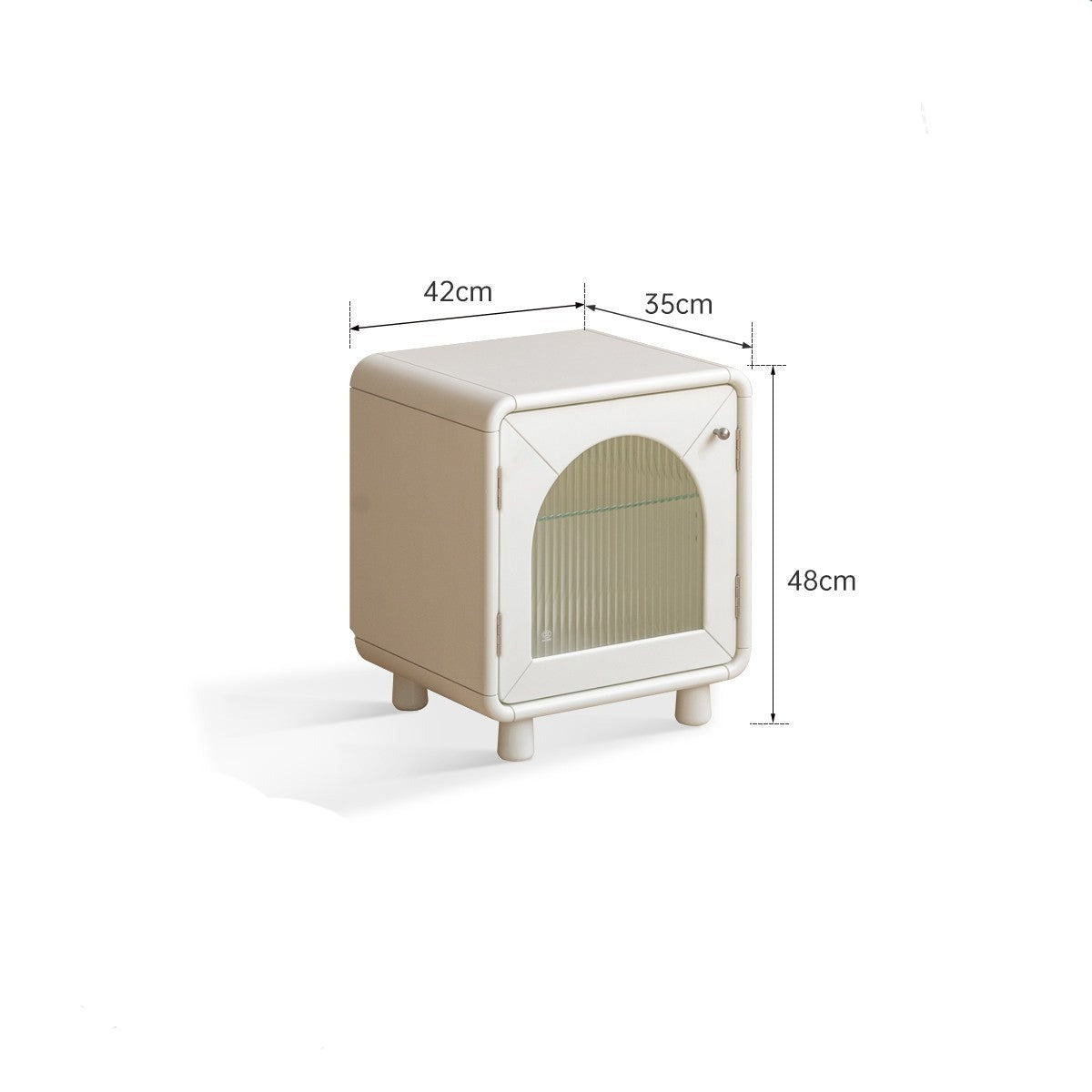 Poplar solid wood Light nightstand cream style -