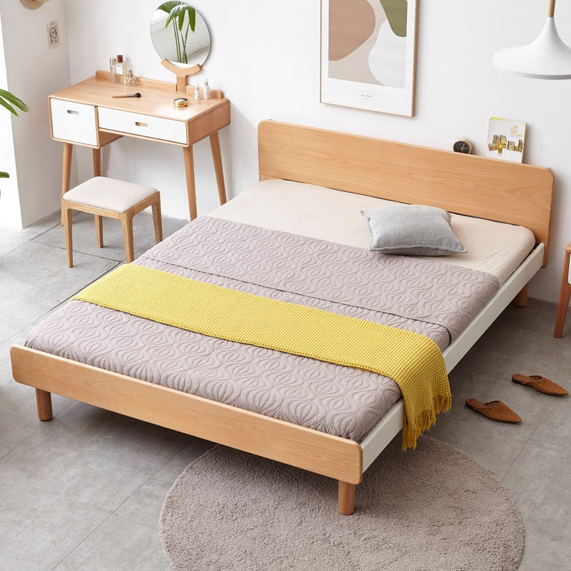 European Beech Solid Wood Modern Double Bed