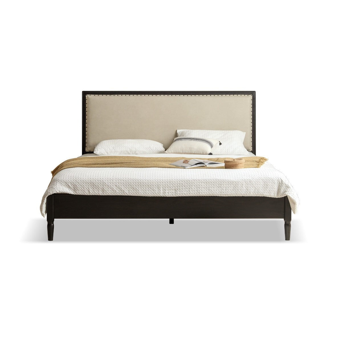 Oak Solid Wood Technology Cloth American Soft Back Bed"