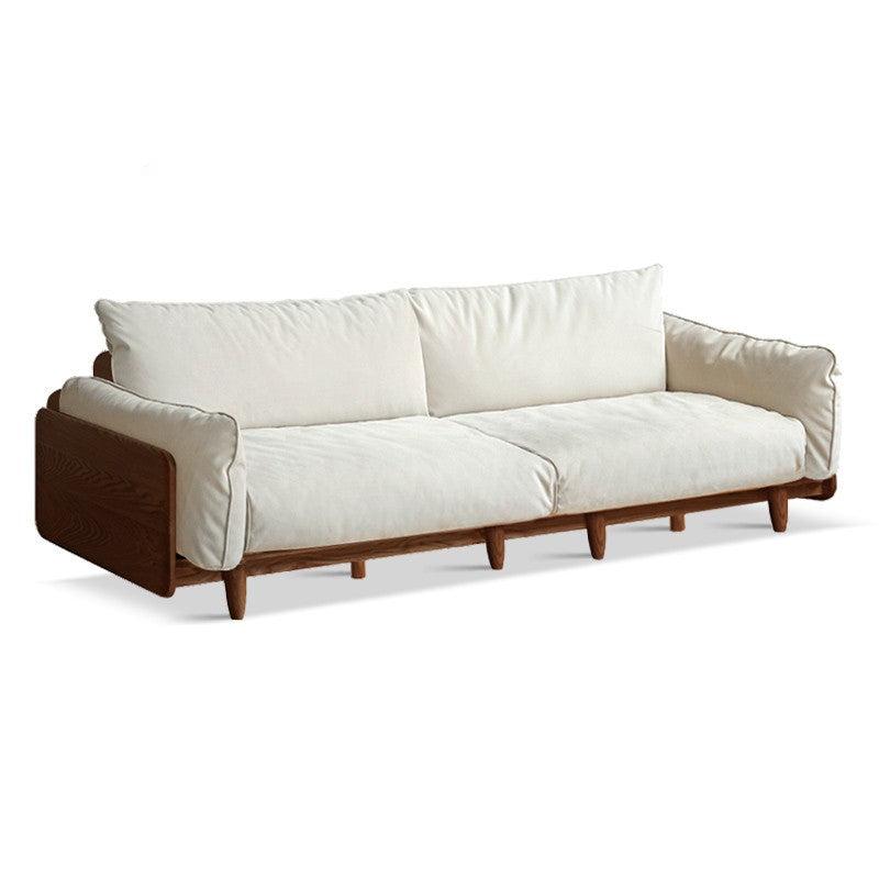 Oak solid wood Leather, Fabric straight sofa