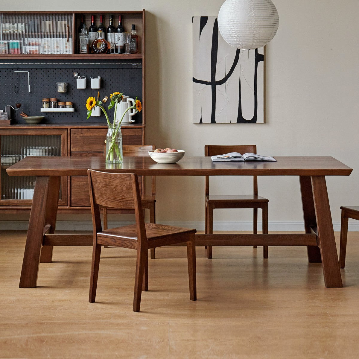 Ash solid wood long dining table