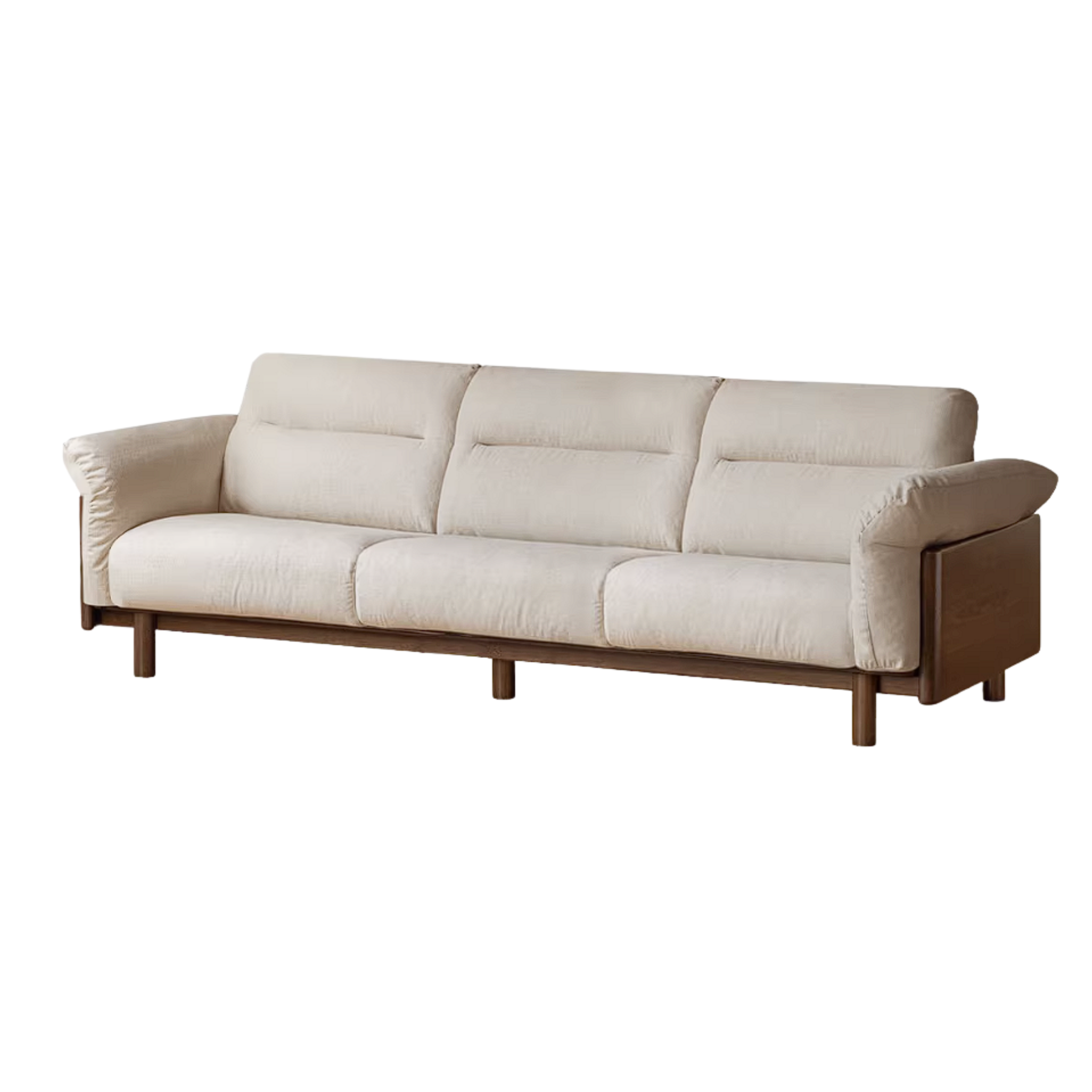 Oak Solid Wood Sofa with Wide Track Arms Genuine leather, fabric, removable and washable
